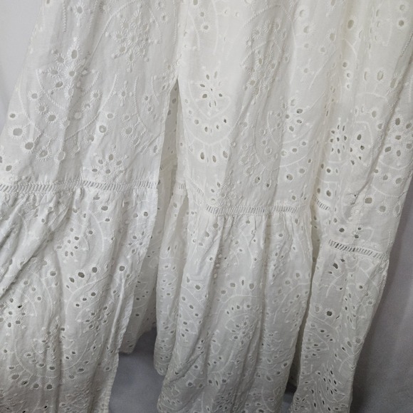 Simplee White Eyelet Lace Midi Dress M Boho Cottagecore Coastal Cowgirl Summer - Picture 2 of 12